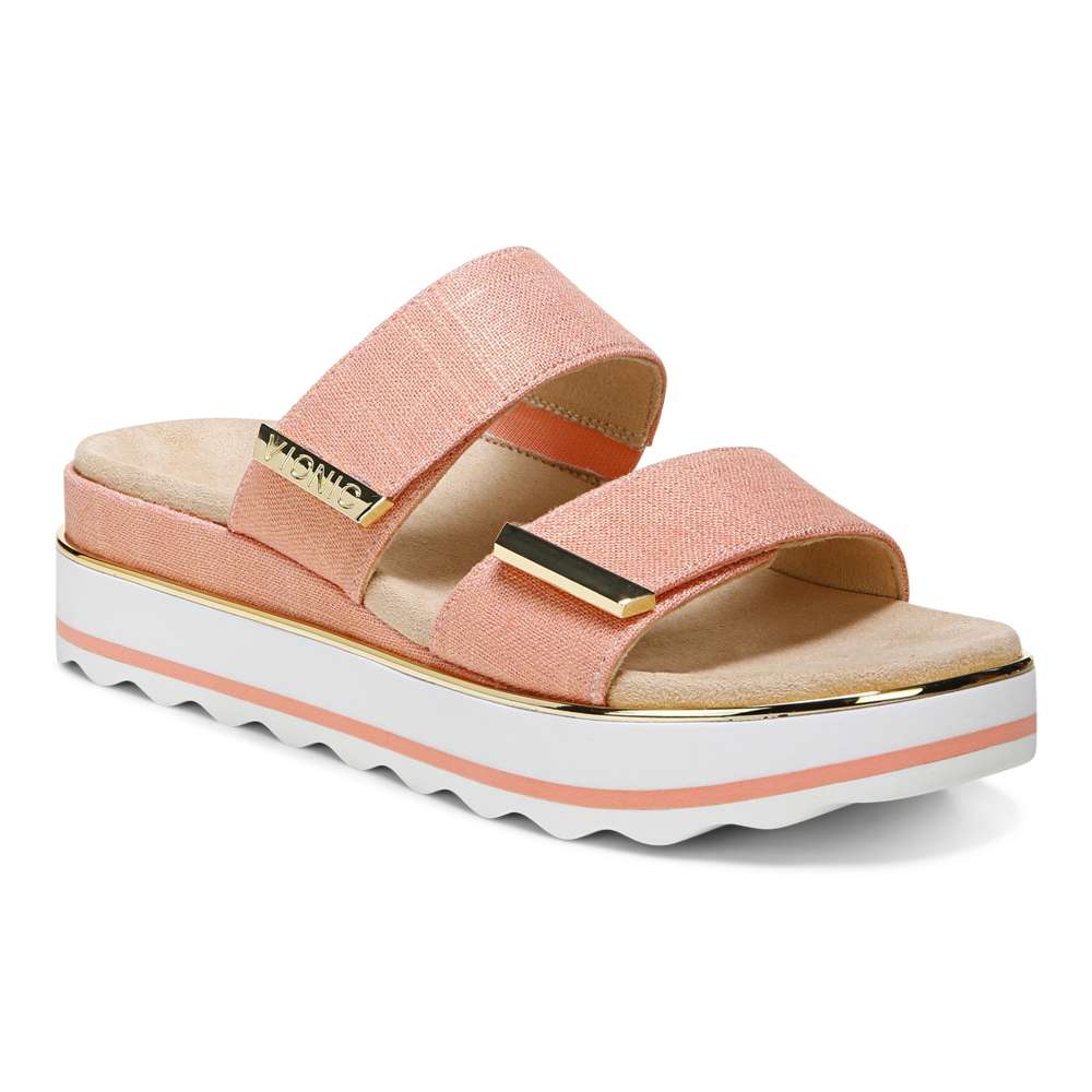 Brandie Flatform Slide Sandal - Papaya Linen