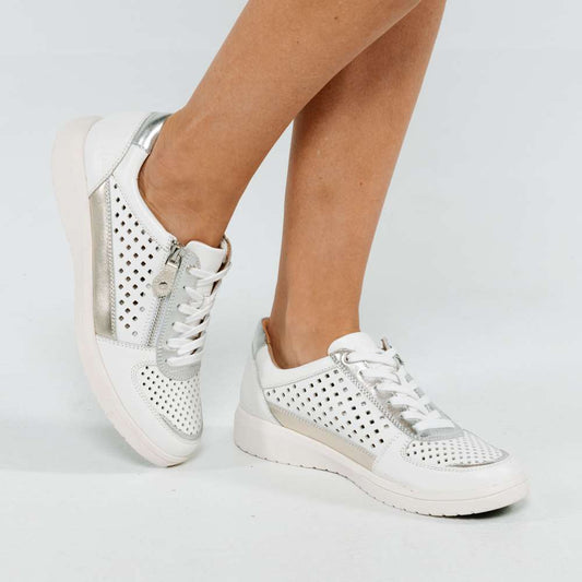 Lifestyle image for Baxley Zip Casual Sneaker - White/Apricot