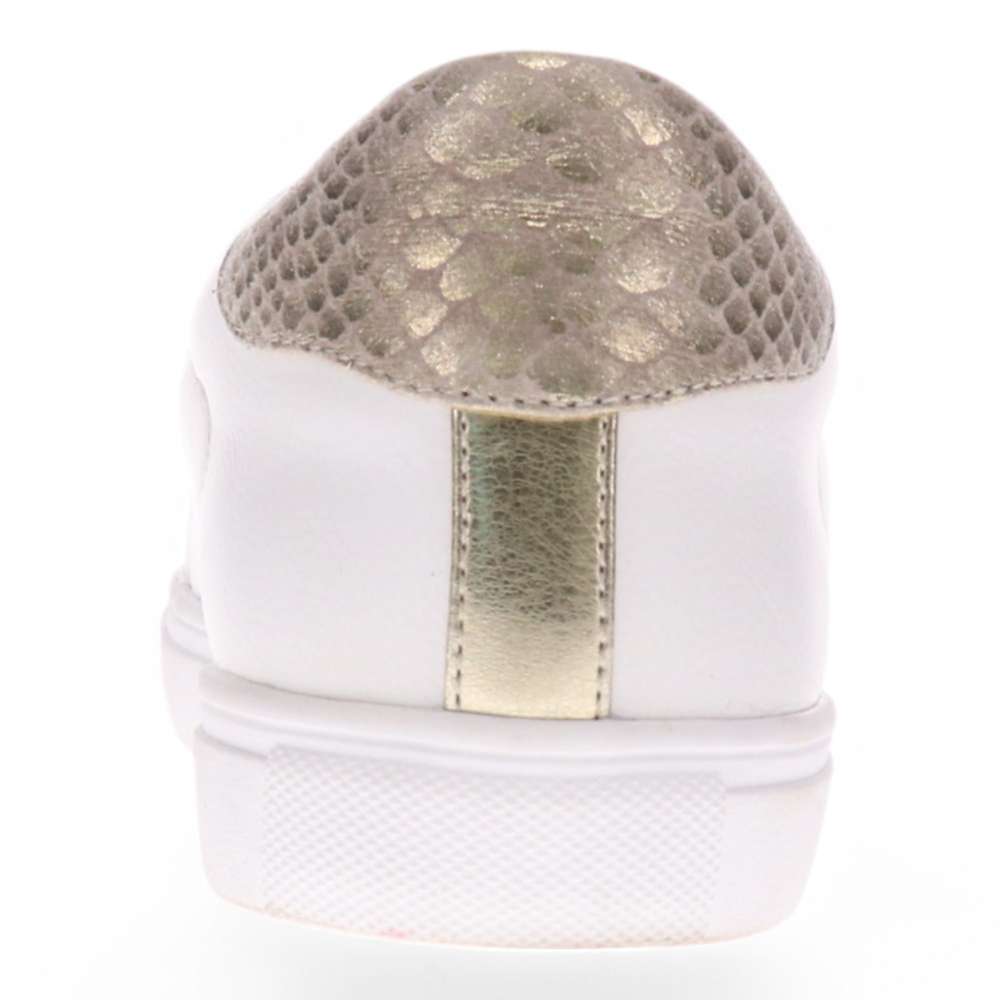 Cleo Zip Casual Sneaker - White/Gold