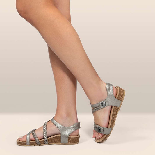 Lifestyle image for Jillian Braided Strap Sandal - Silver