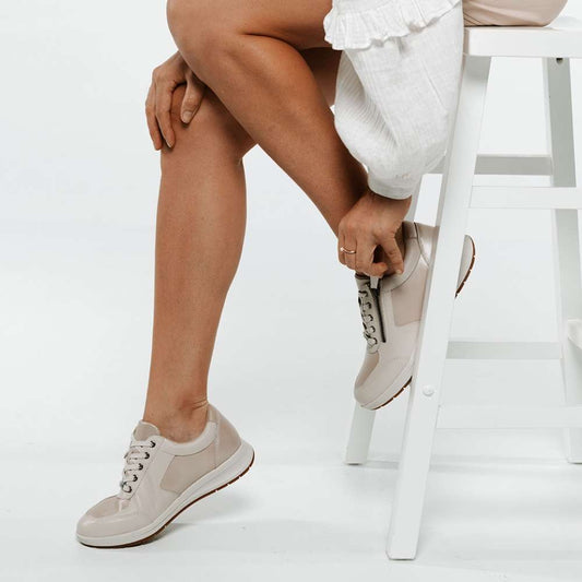 Lifestyle image for Boston Zip Casual Sneaker - Champagne/Pebble