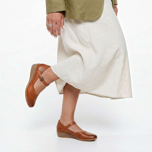 Lifestyle image for Narita Mary-Jane Flats - Cognac