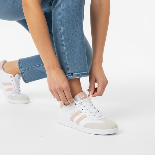 Lifestyle image for Ramona Lace-Up Casual Sneaker - White/Blush
