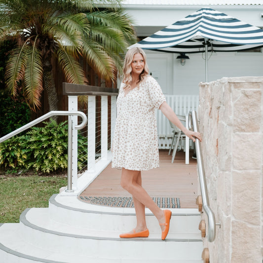 Lifestyle image for Violet Mary-Jane Flats - Coral