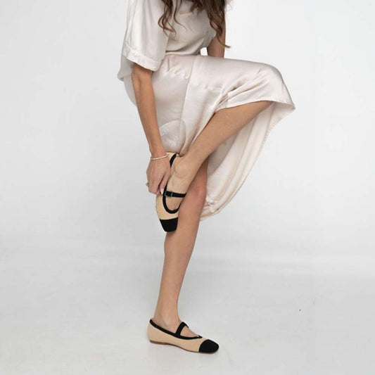 Lifestyle image for Violet Mary-Jane Flats - Natural Black