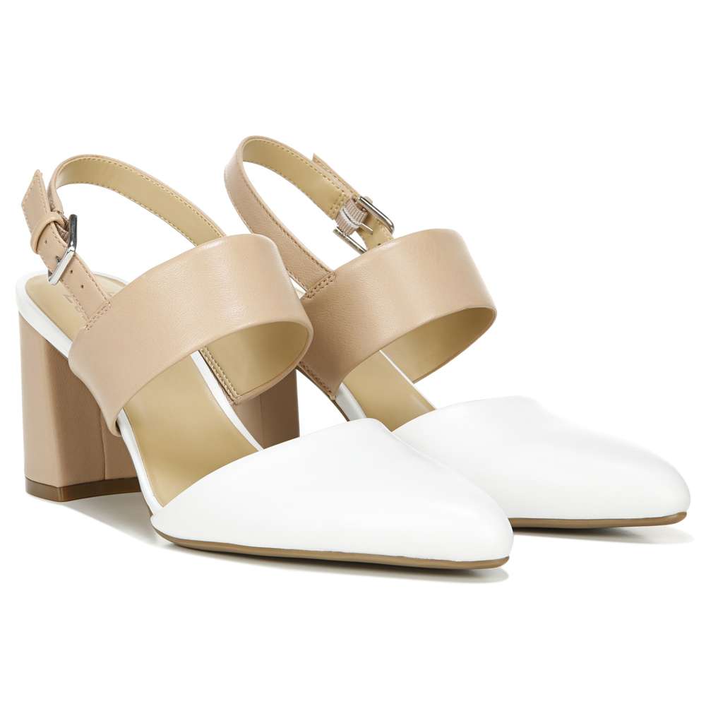 Suzie Block Heel - White/Nude