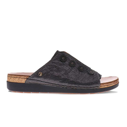 Antalya Slide Sandal - Black Linen