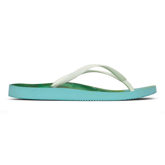 Noosa Print Toe Post Sandal - Green Tropical