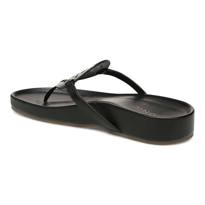 Solari Toe Post Sandal - Black Leather