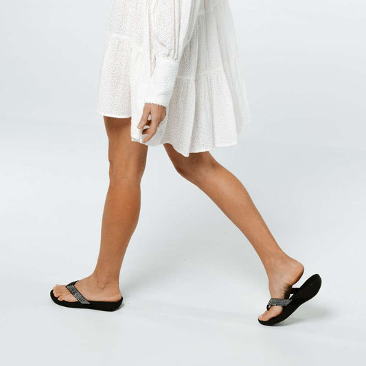 Lifestyle image for Allora Toe Post Sandal - Black Rhinestone