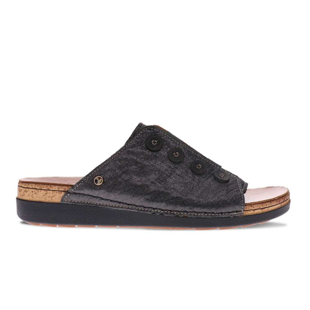 Antalya Slide - Black Linen