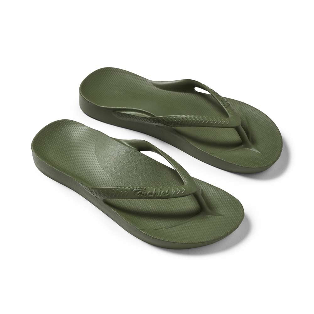 Arch Support Thongs - Khaki Green