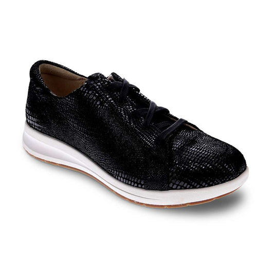 Athens Lace-Up Casual Sneaker - Black Lizard