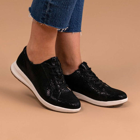 Lifestyle image for Athens Lace-Up Casual Sneaker - Black Lizard