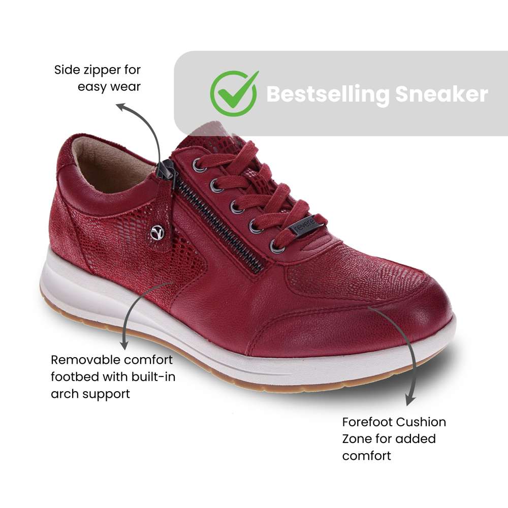 Boston Zip Casual Sneaker - Cherry Lizard