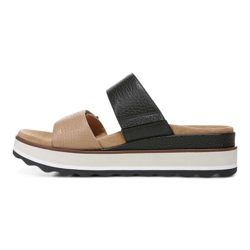 Brandie Flatform Slide - Black/Tan