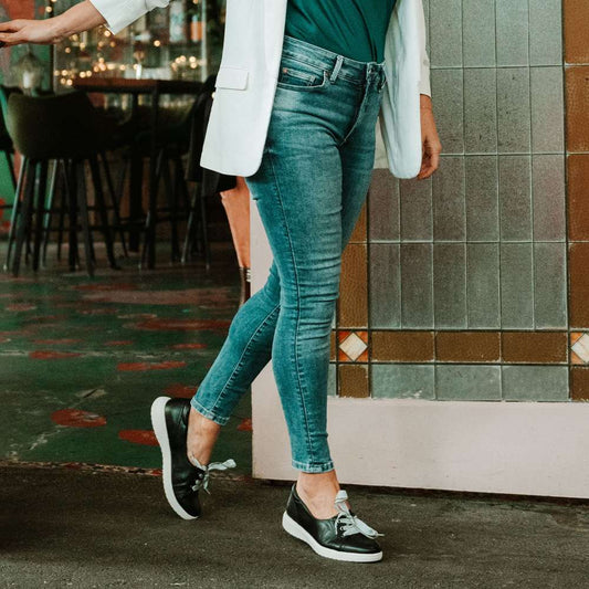 Lifestyle image for Bridgette Slip-On Casual Sneaker - Black Leather