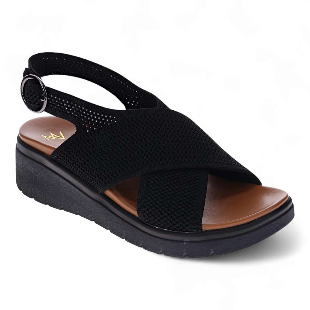 Celia Wedge Sandal - Black/Black