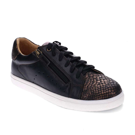 Cleo Zip Casual Sneaker - Black/Bronze