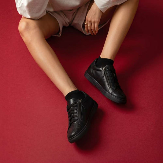Lifestyle image for Cleo Zip Casual Sneaker - Black Multi