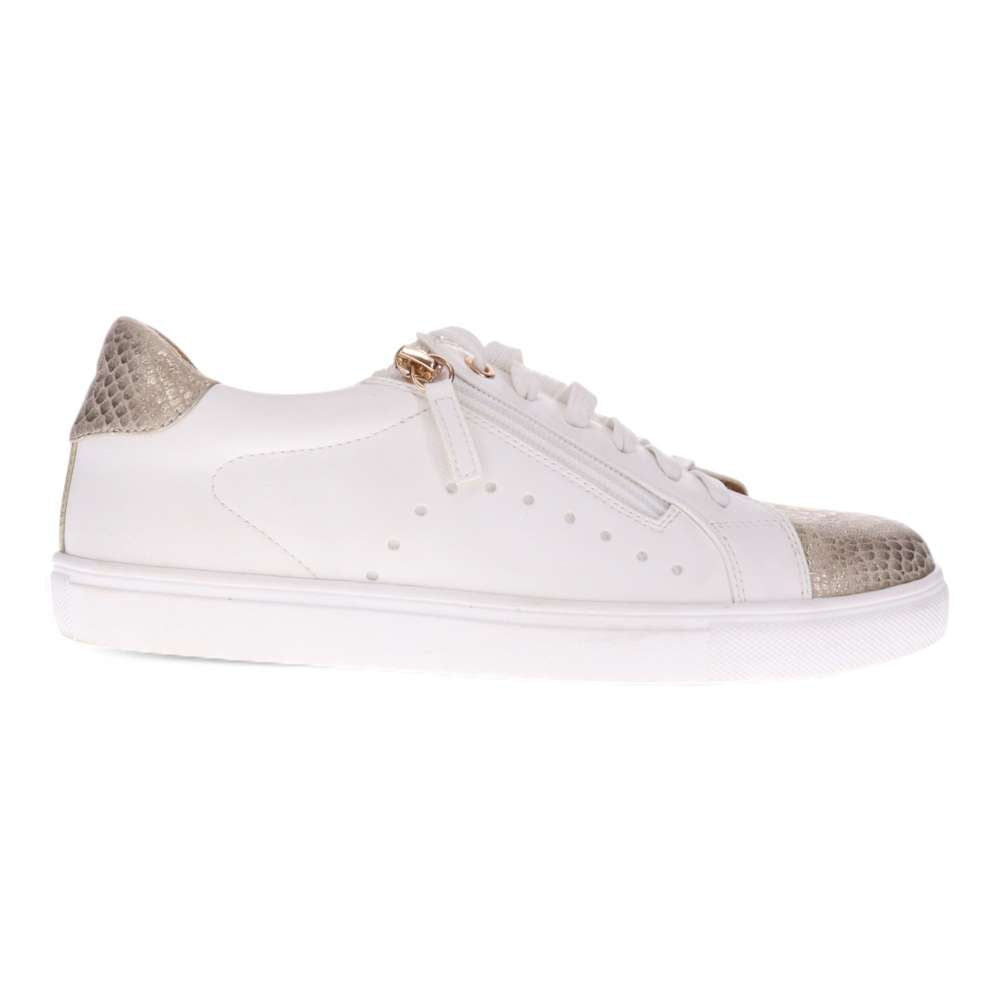 Cleo Zip Casual Sneaker - White/Gold
