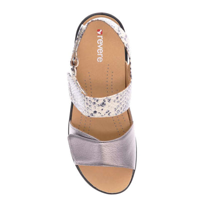Como Adjustable Slingback Sandal - Gunmetal/Natural Snake