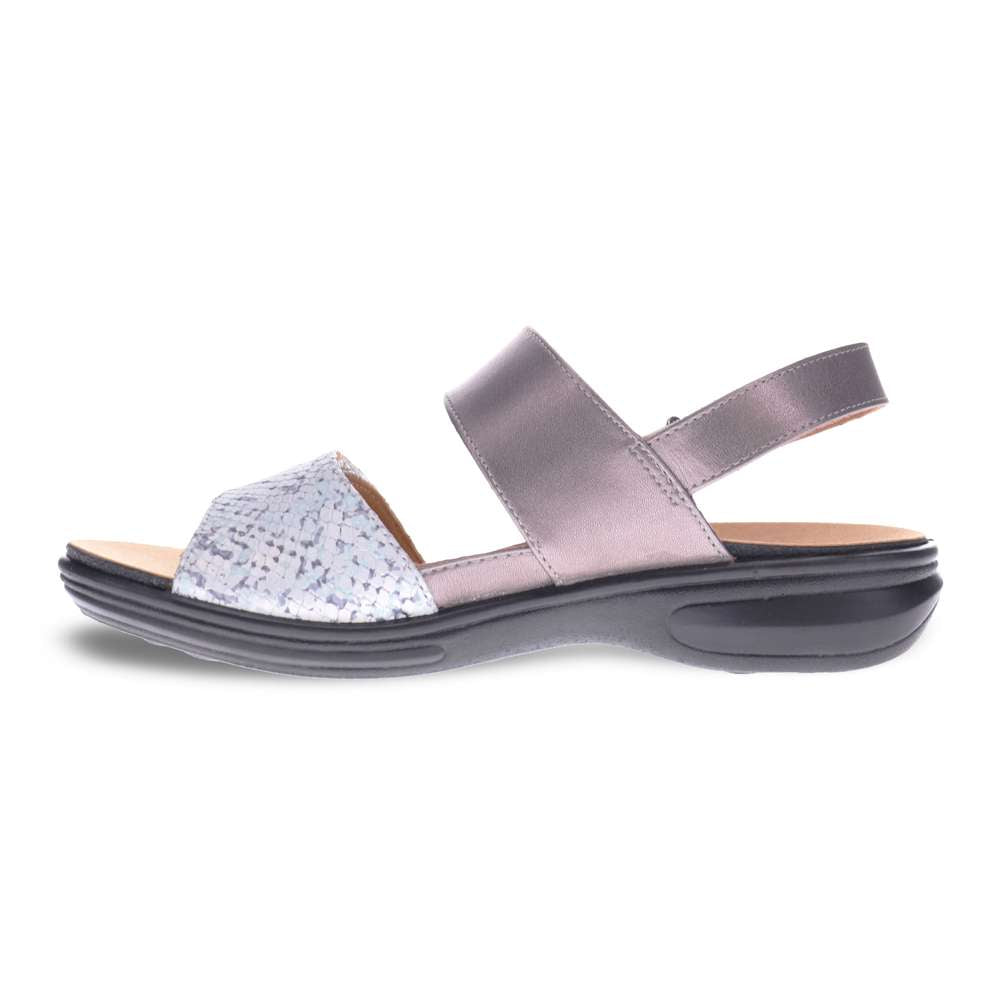 Como Adjustable Slingback Sandal - Teal Snake/Gunmetal