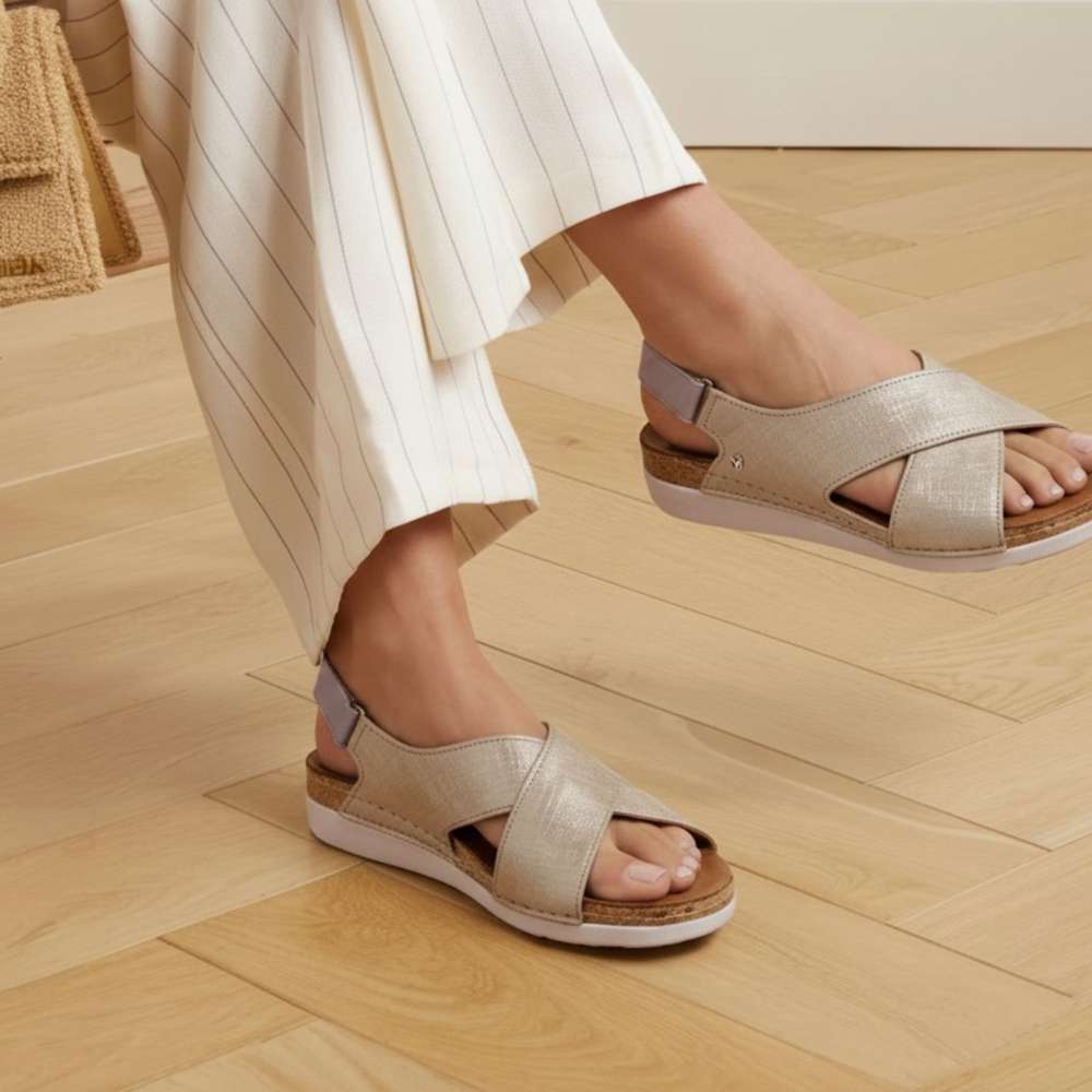 Cottesloe Slingback Sandal - Gold Linen