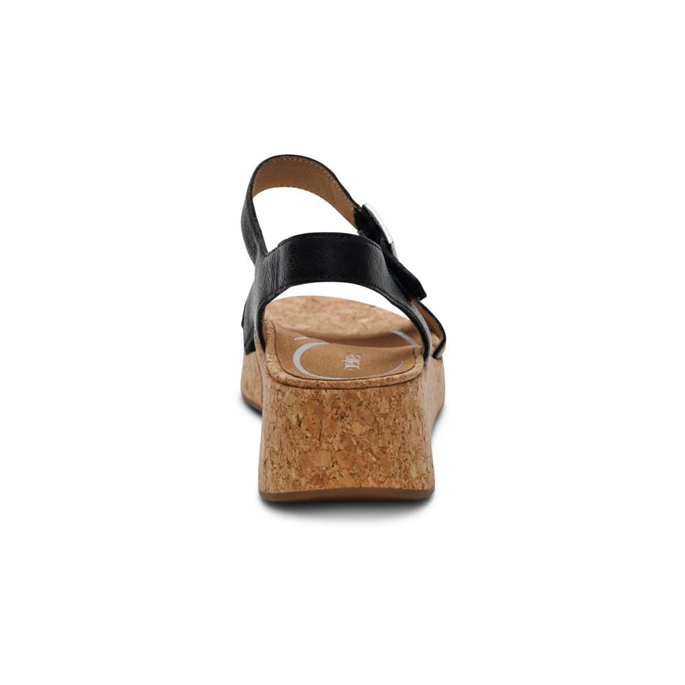 Flora Adjustable Strap Wedge - Black