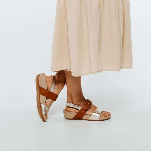 Lifestyle image for Florini Platform Sandal - Champagne/Tan