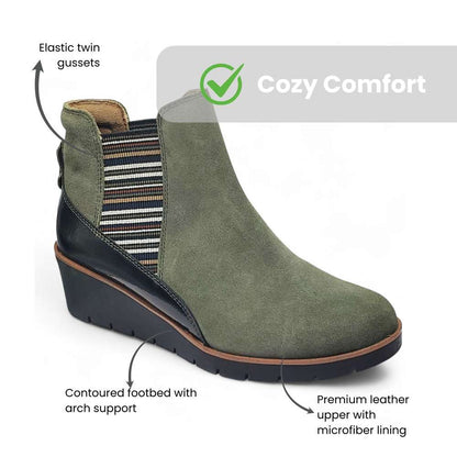 Galway Wedged Boot - Moss Suede