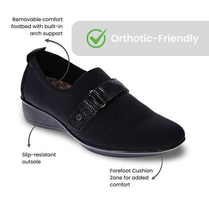 Genoa Stretch Loafer - Black/Black Lizard