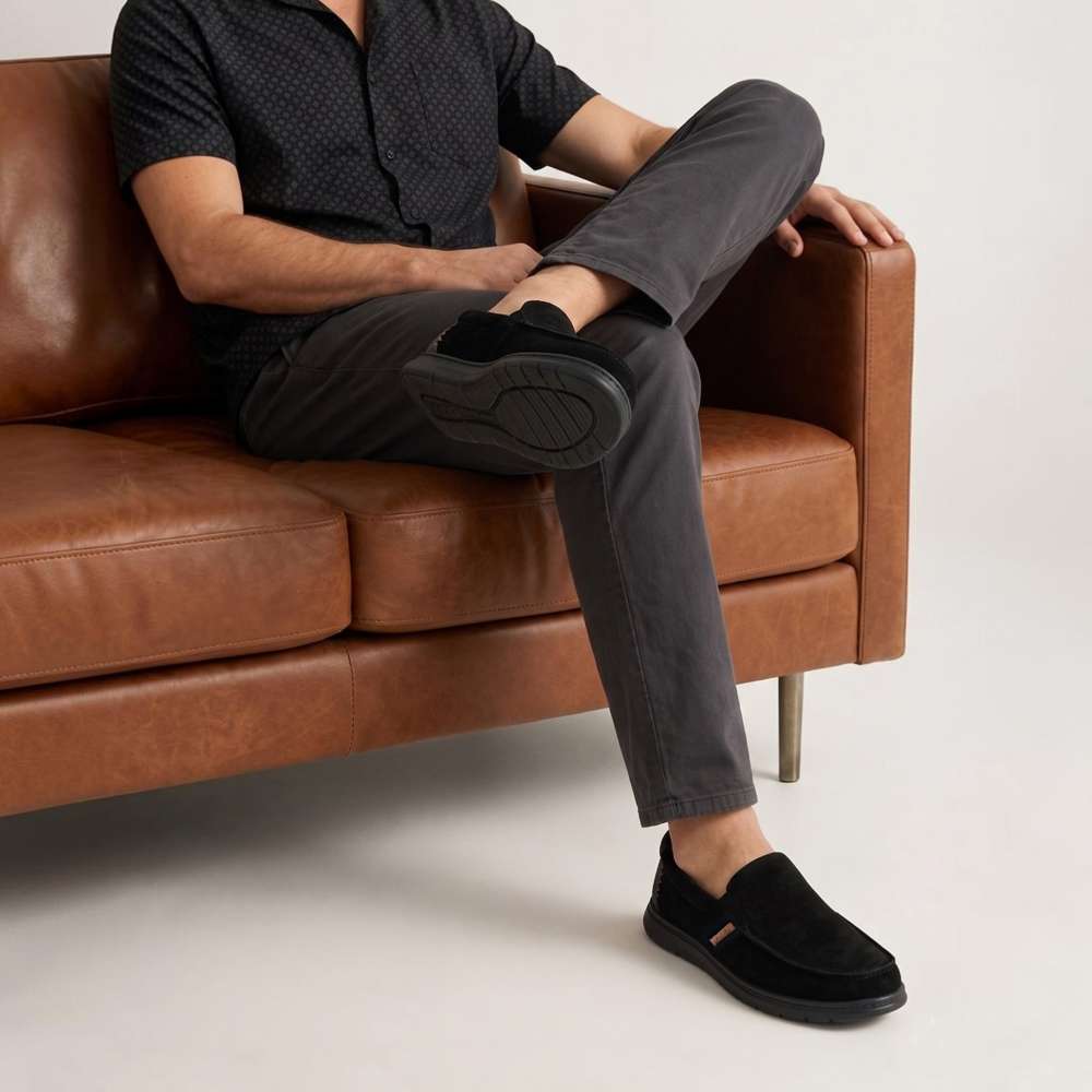 Harbour Suede Slip On - Black
