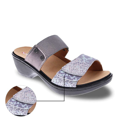 Ibiza Slide - Gunmetal/ Teal Snake