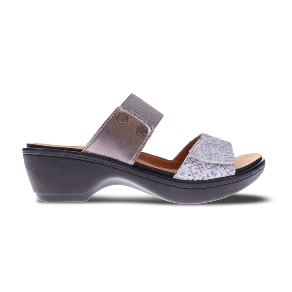 Ibiza Slide - Gunmetal/ Teal Snake