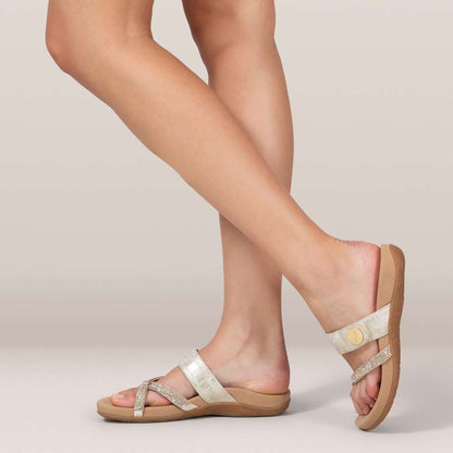 Izzy Slide Sandal - Light Gold
