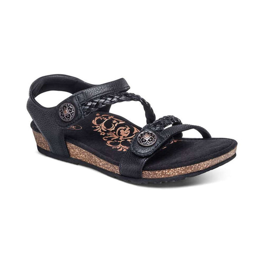 Jillian Braided Strap Sandal - Black