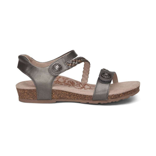 Jillian Braided Strap Sandal - Gunmetal