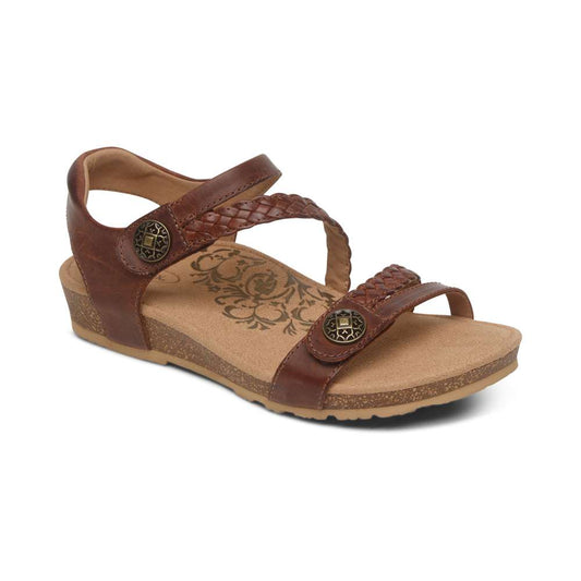 Jillian Braided Strap Sandal - Walnut