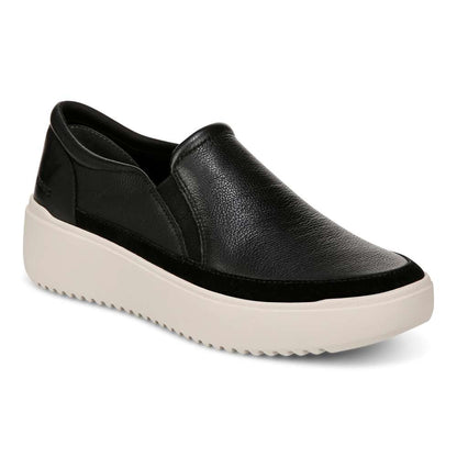Kearny Platform Slip-On Casual Sneaker - Black Leather