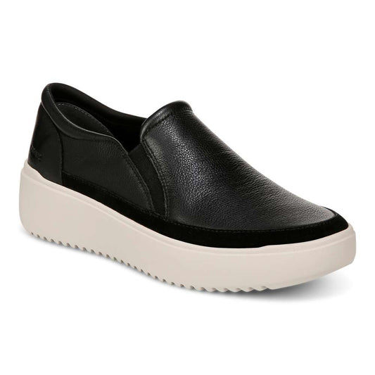 Kearny Platform Slip-On Casual Sneaker - Black Leather
