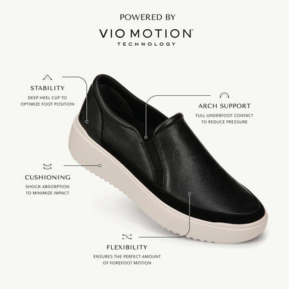 Kearny Platform Slip-On Casual Sneaker - Black Leather