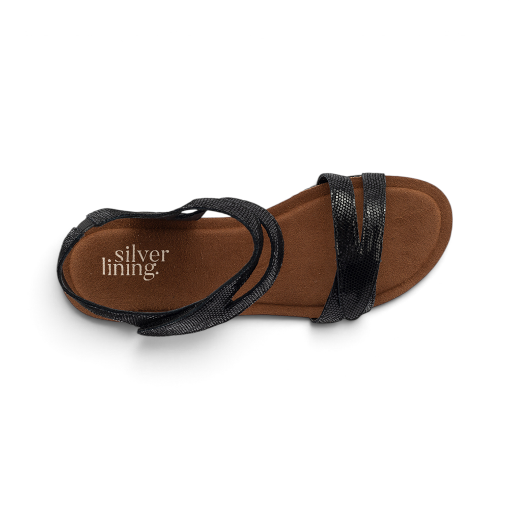 Kimberley Print Wedge - Black Sparkle