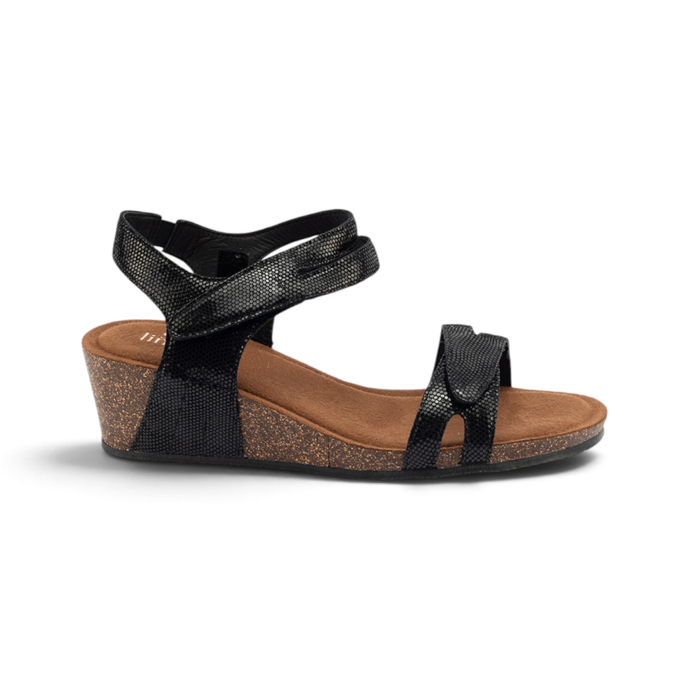 Kimberley Print Wedge - Black Sparkle