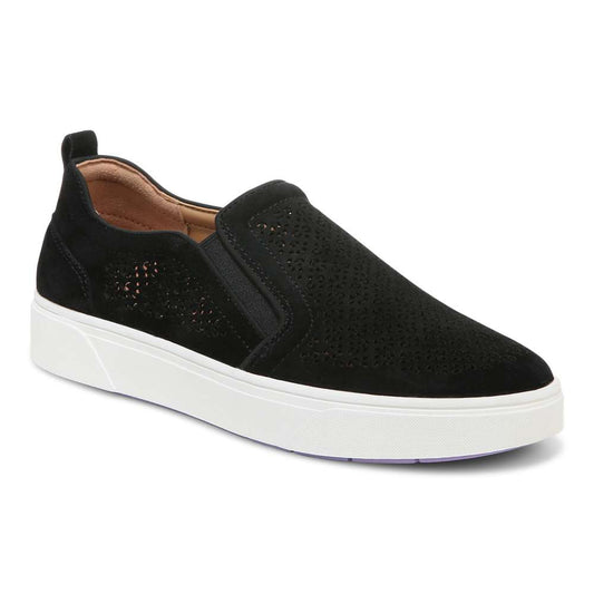 Kimmie Perf Slip-On Casual Sneaker - Black Suede
