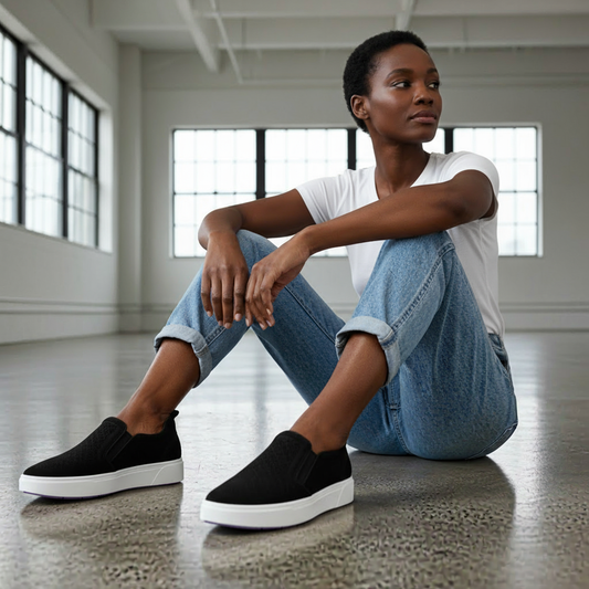 Lifestyle image for Kimmie Perf Slip-On Casual Sneaker - Black Suede