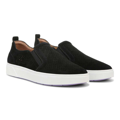 Kimmie Perf Slip-On Casual Sneaker - Black Suede