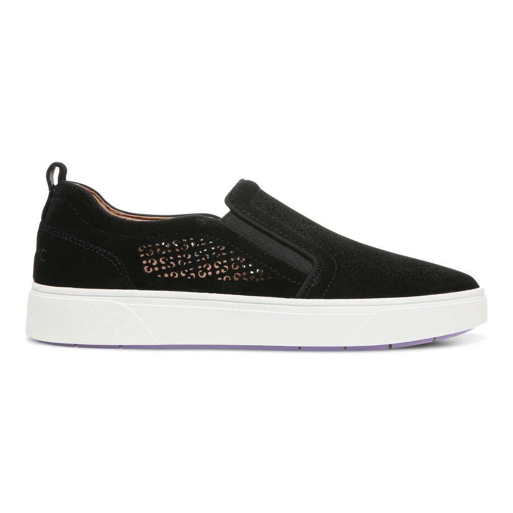 Kimmie Perf Slip-On Casual Sneaker - Black Suede
