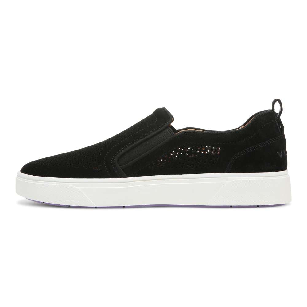 Kimmie Perf Slip-On Casual Sneaker - Black Suede