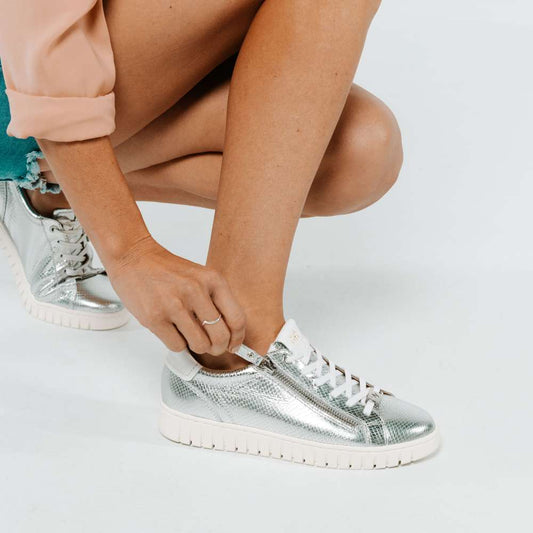 Lifestyle image for Luna Zip Casual Sneaker - Silver Snake